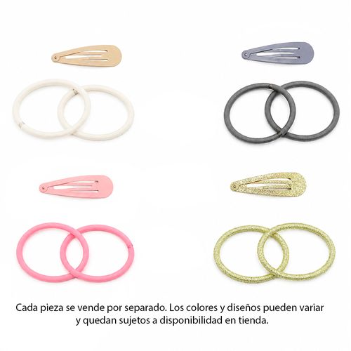 Set multicolor de ganchos y colas para cabello surtidos para niña