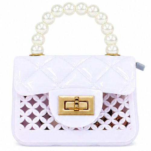 Cartera blanca con perlas para niña
