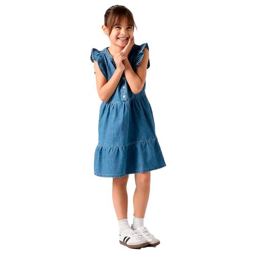 Vestido azul denim para niña