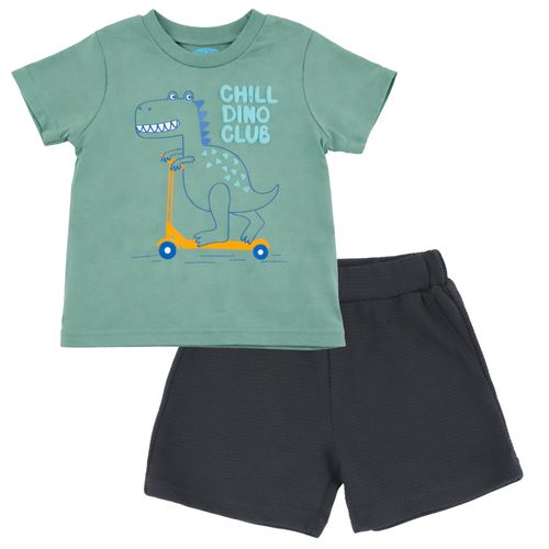 Conjunto de 2 piezas verde con estampado de dinosaurio para niño