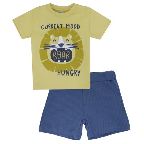 Conjunto amarillo con estampado de león para niño
