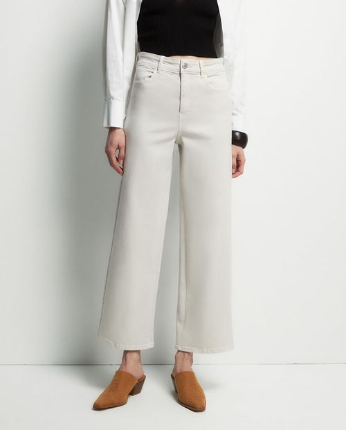Jeans culotte tiro alto gris claro denim para mujer