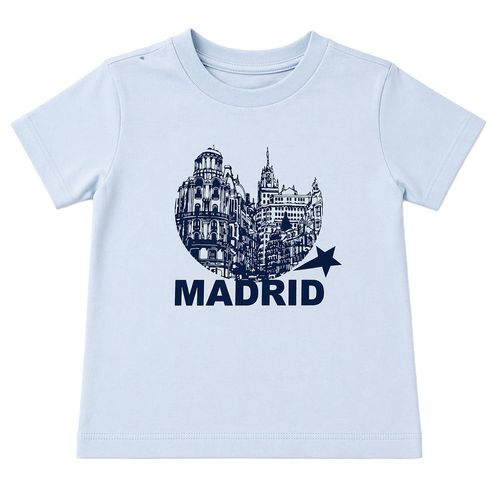 Camiseta celeste con estampado Madrid para niño