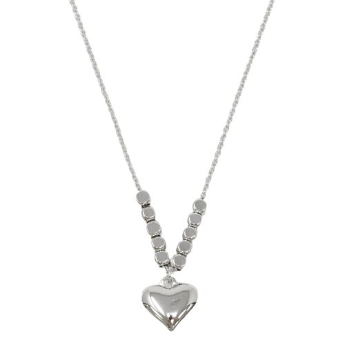 Collar de corazón de brass plateado 1mm- 46 cm para mujer