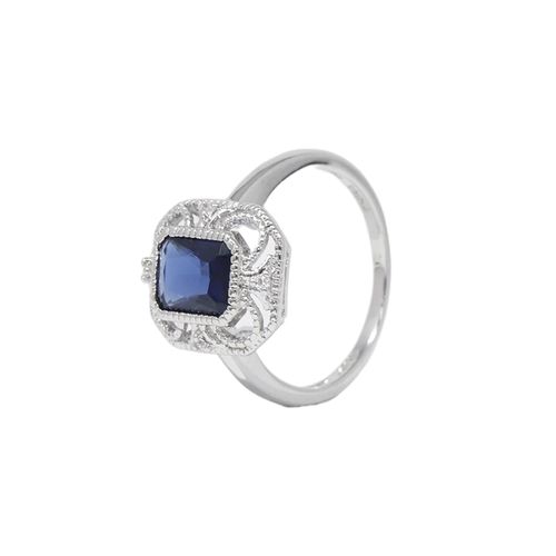 Anillo rectangular de brass plateado para mujer