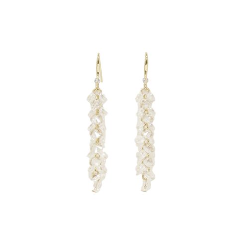 Aretes largos de caída de brass rosado para mujer