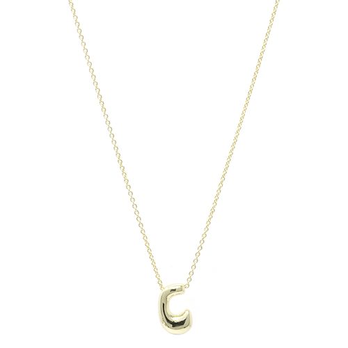 Collar con dije de inicial de brass dorado 1 mm-46 cm para mujer