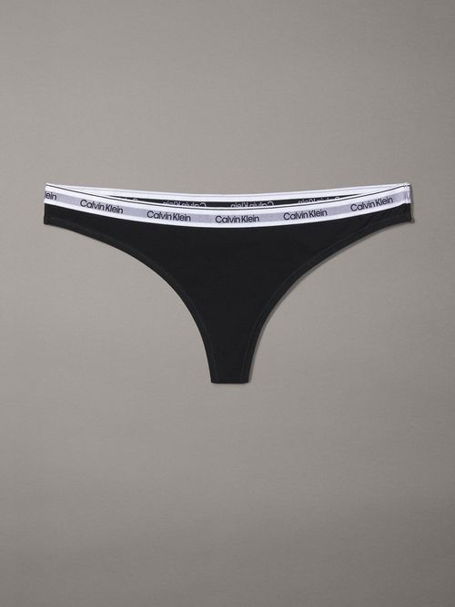 Tanga Calvin Klein negra con mini print para mujer