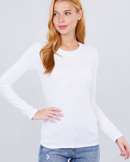 Camiseta básica blanca sólida para mujer