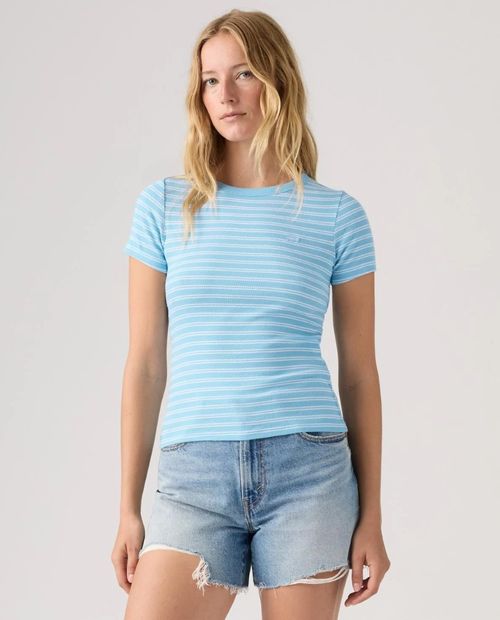 Camiseta Levis Hayes Tee celeste rayada para mujer