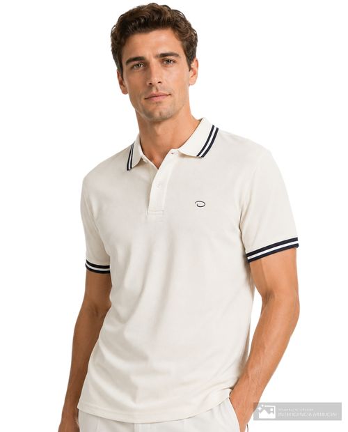Camisa polo Oscar de la Renta regular fit beige sólida para hombre