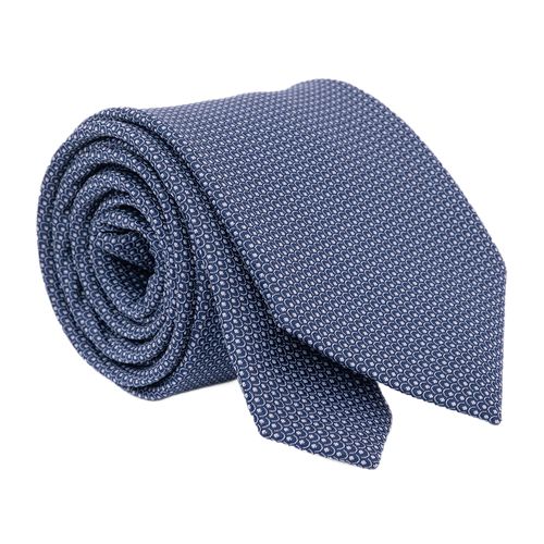 Corbata Nautica azul con bordado de puntos