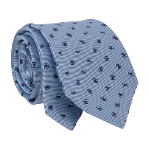 Corbata Nautica celeste con bordado de cuadros