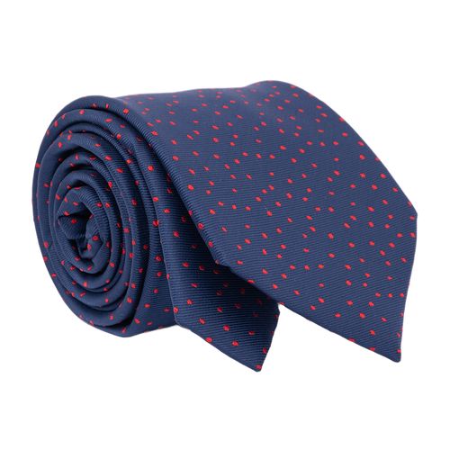 Corbata Nautica azul con bordado de puntos