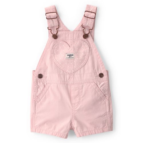 Overol rosado con detalle de corazón para bebé niña