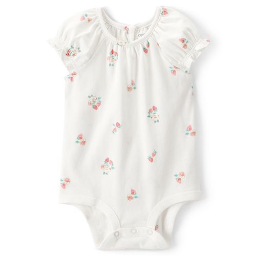 Mameluco blanco con estampado floral y fresas para bebé niña