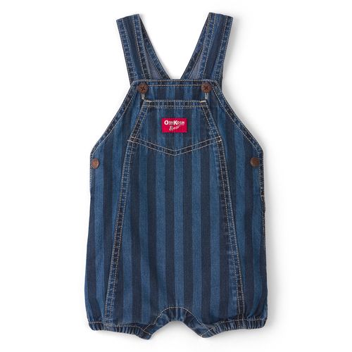 Overol denim azul rayado para bebé niño