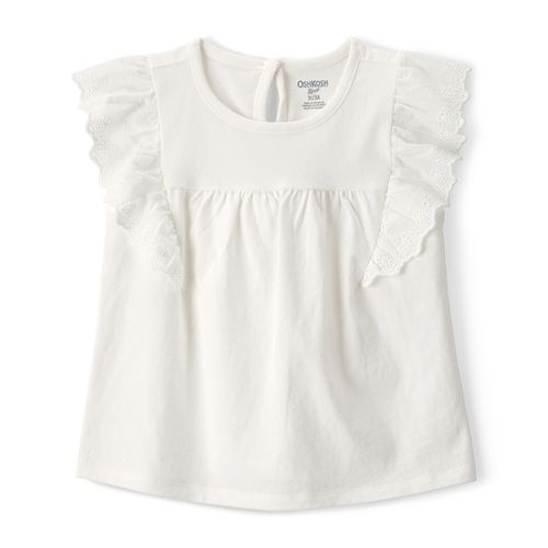 Blusa blanca con vuelos bordados para niña