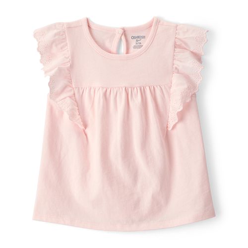 Blusa rosada con olanes bordados para niña
