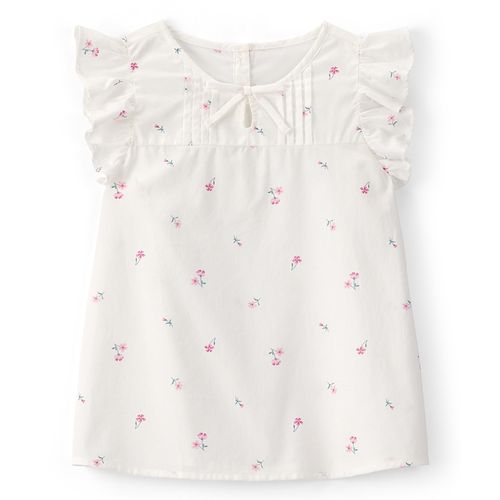 Blusa blanca con estampado floral para niña