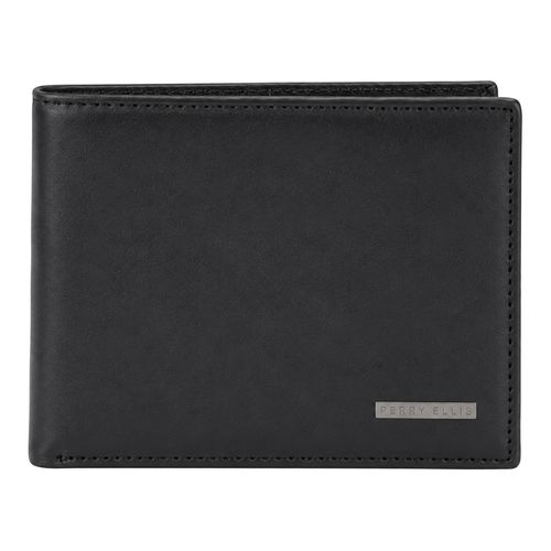 Billetera bifold Perry Ellis negra para hombre