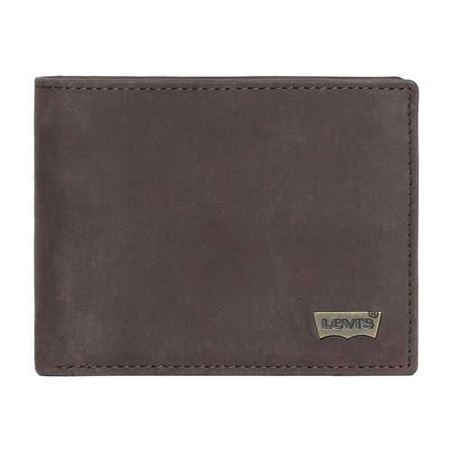 Billetera de cuero Levi's café para hombre