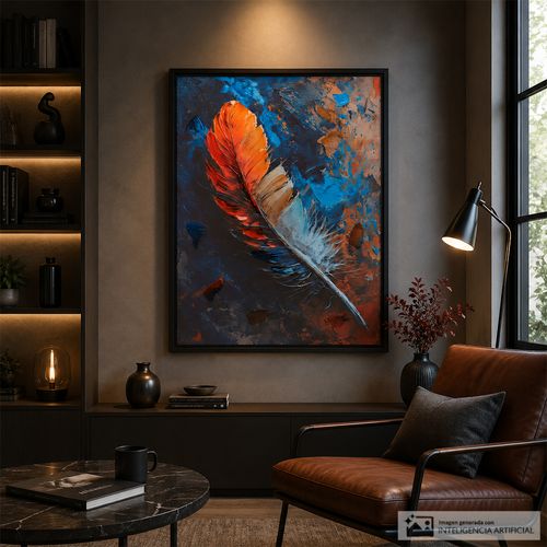 Cuadro Decorativo Pluma Multicolor 80 x 60 cm
