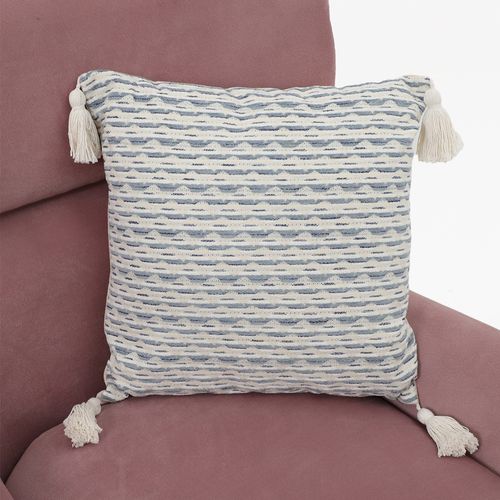 Cojín Jacquard Entrelazado con Pompones 45 x 45 cm