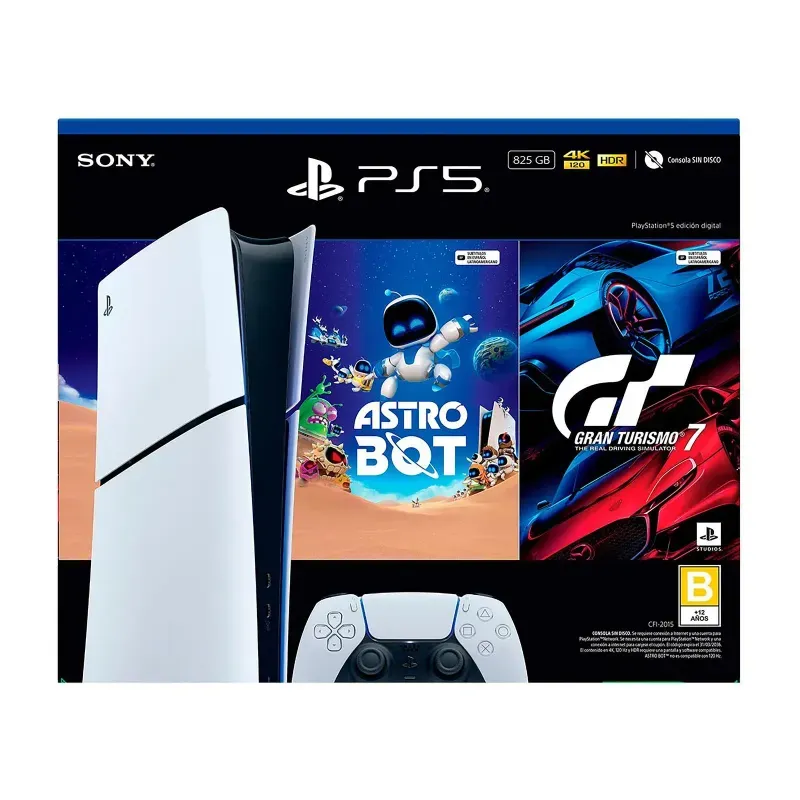 Consola PlayStation 5 Edición Digital 825GB + Astro Bot + Gran Turismo 7-1780348468449