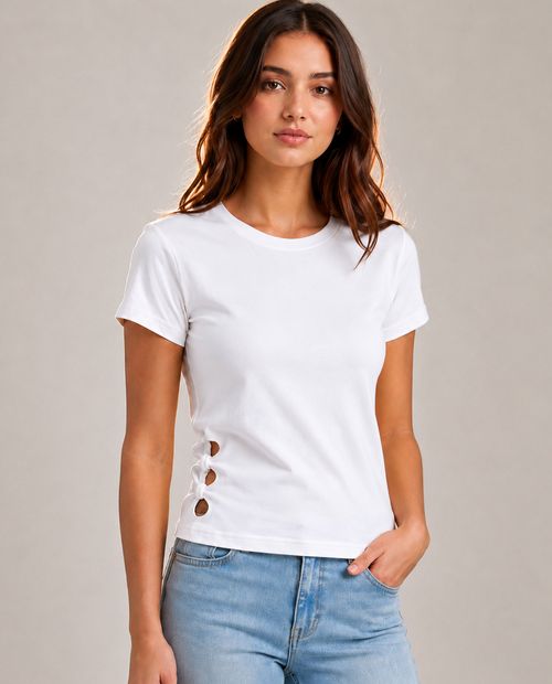 Camiseta con detalle de nudo lateral blanco
