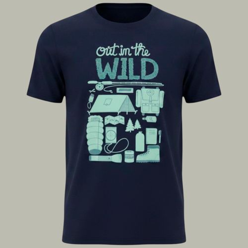 Camiseta azul con estampado Out in the Wild para niño