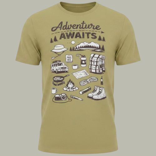 Camiseta verde con estampado Adventure Awaits para niño