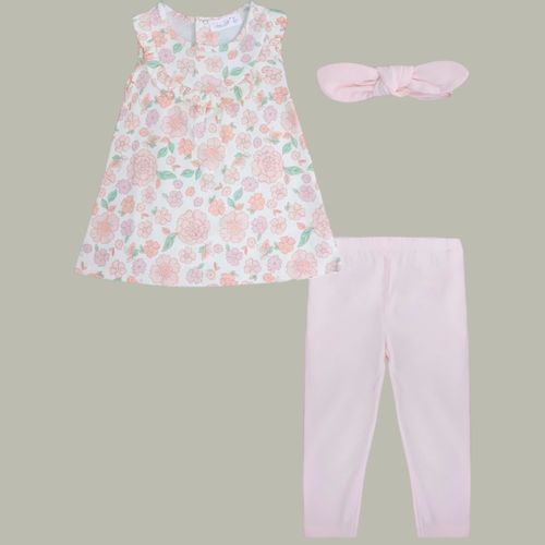 Conjunto de 3 piezas con estampado floral para bebé niña