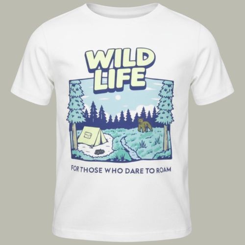Camiseta blanca con estampado Wild Life para niño