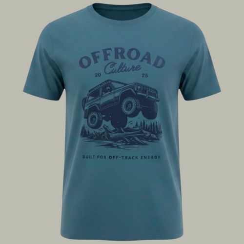 Camiseta azul con estampado Off Road para niño