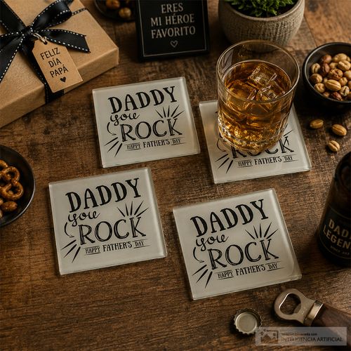 Set de portavasos 5 piezas "Daddy You Rock"