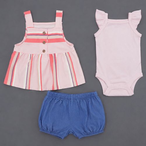 Conjunto de 3 piezas multicolor con rayas para bebé niña