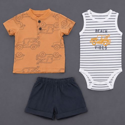 Conjunto de 3 piezas estampado con vehículos para bebé niño
