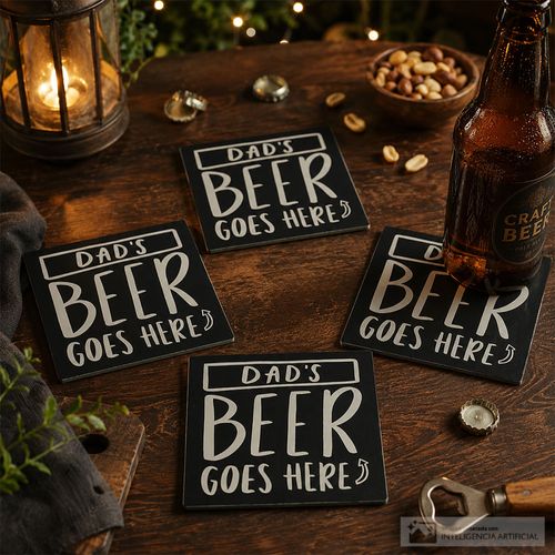 Set de portavasos 5 piezas "Dad's Beer Goes Here"