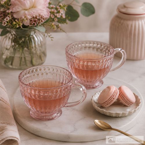 Set de 2 tazas con acabado luster color rosa.