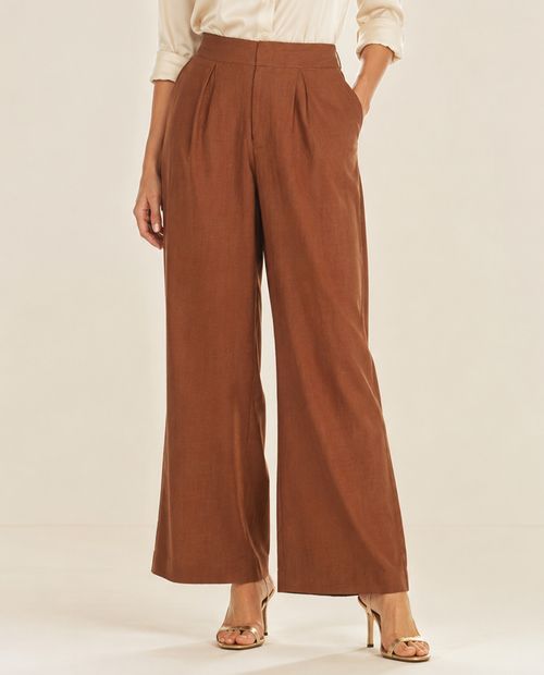 Pantalón palazzo de tiro alto con pinzas