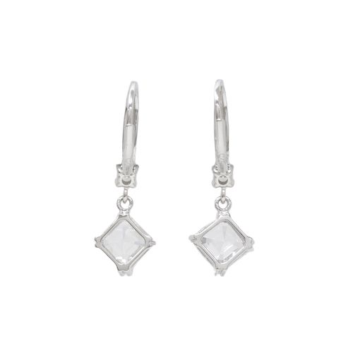 Aretes colgantes de plata con zirconia cuadrada para mujer