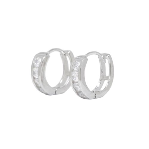 Argollas de plata con zirconia incrustada para mujer
