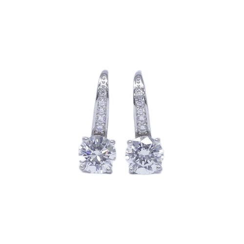 Aretes largos de plata con zirconia brillante para mujer