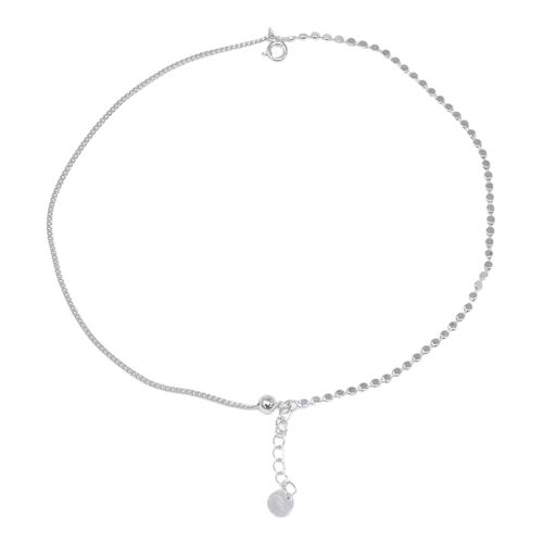 Pulsera de plata tipo doble cadena con esferas pulidas para mujer