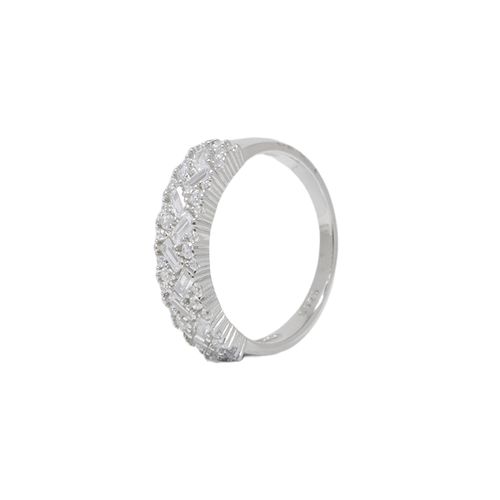 Anillo de plata con zirconias brillantes para mujer talla 7