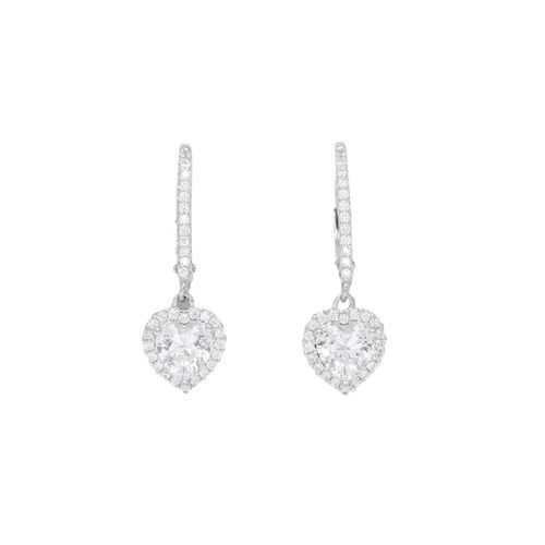Aretes colgantes de plata con zirconia en forma de corazón para mujer