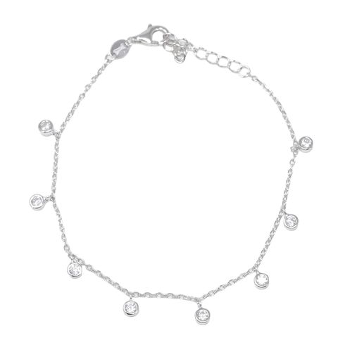 Pulsera con cristales de plata 1 mm-20 cm