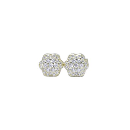 Aretes de flor de plata con baño de oro