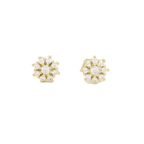 Aretes con zirconias de plata dorado